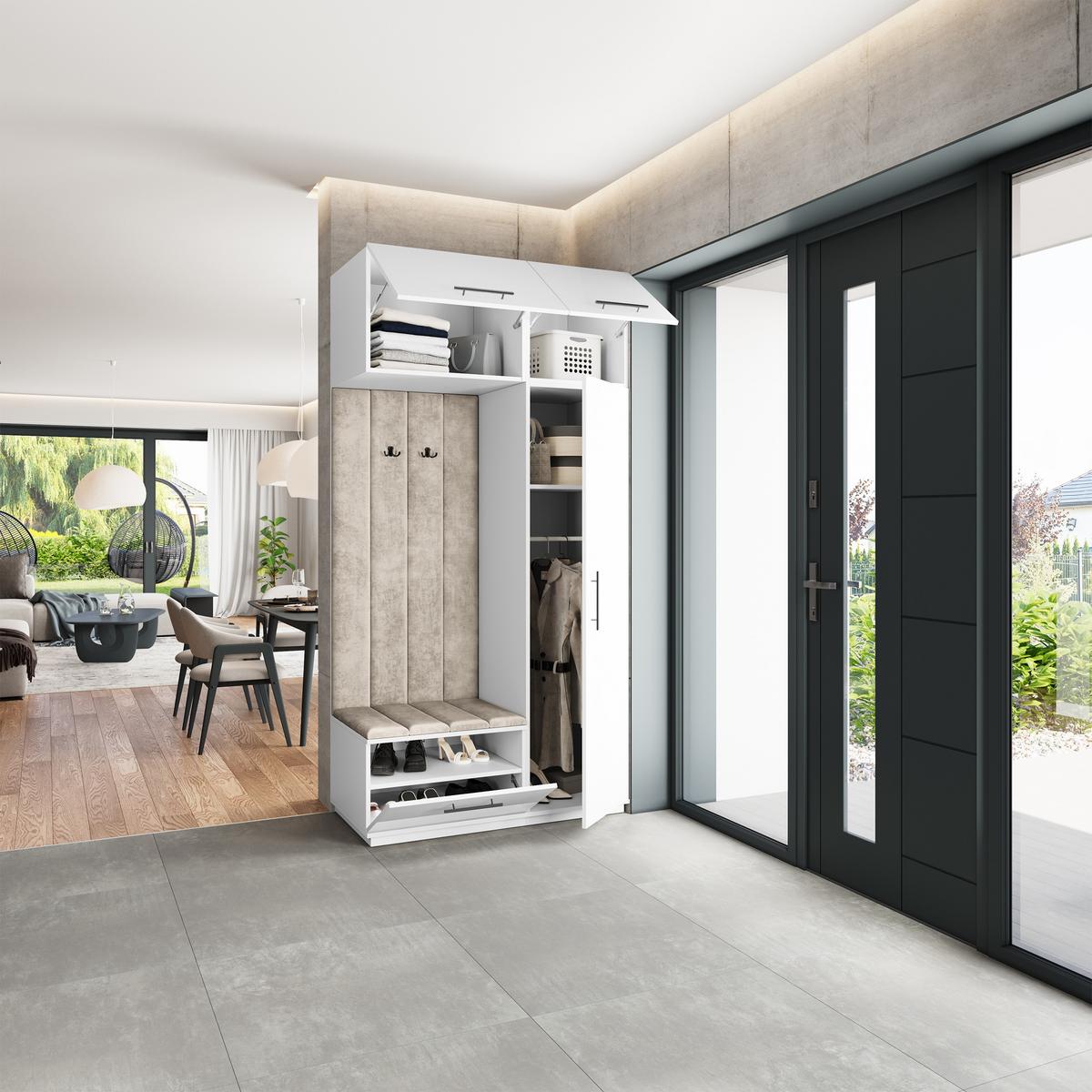 GARDEROBENSCHRANK REMA 120/240/60 cm Modern Weiß - Beige/Weiß, Holzwerkstoff (120/240/60cm) - MASSENO