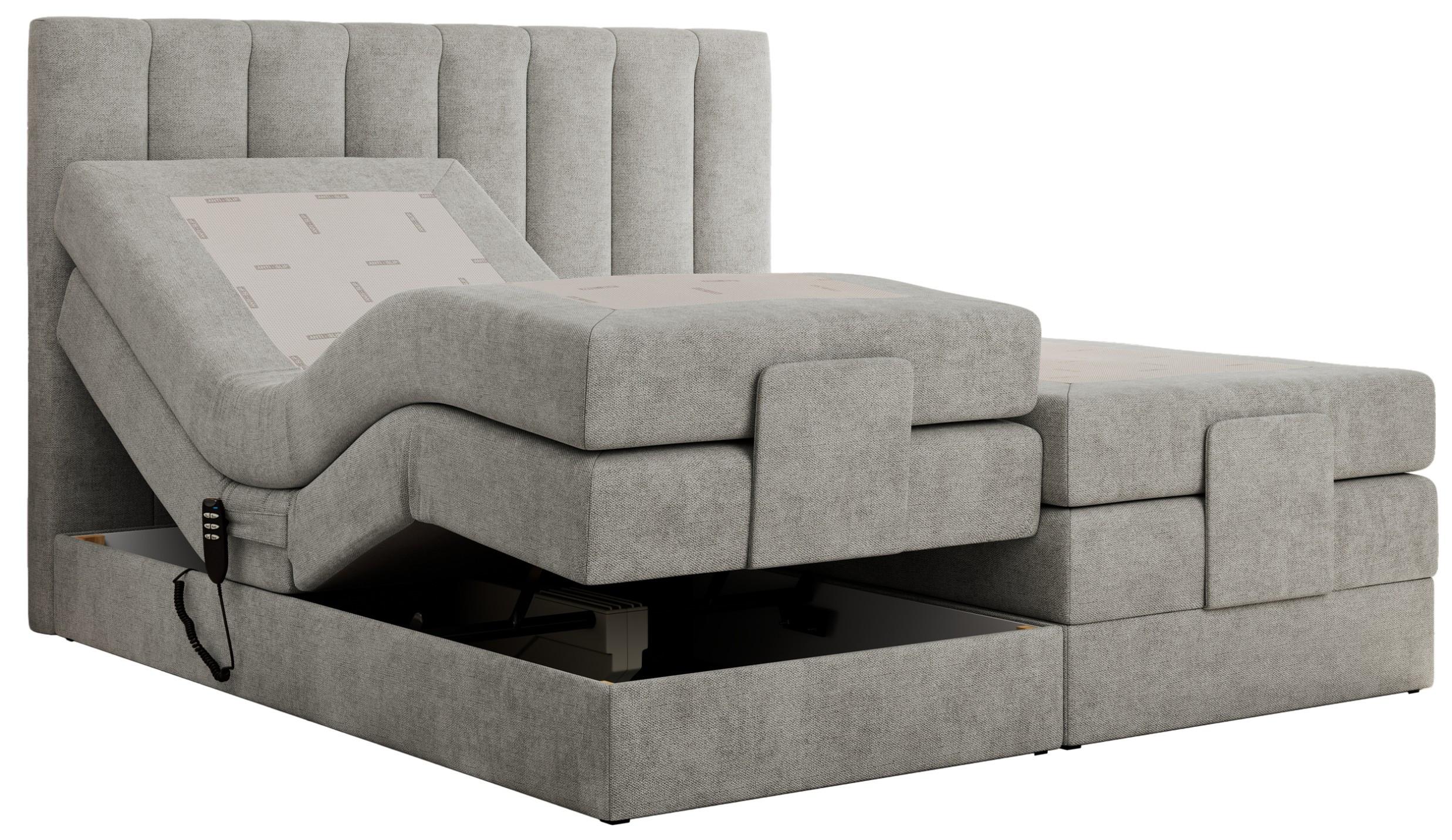 BOXBETT COMFORTO 140/200 - Hellgrau Struktur - H4 - Hellgrau, Holz/Textil (140/200cm) - MKS