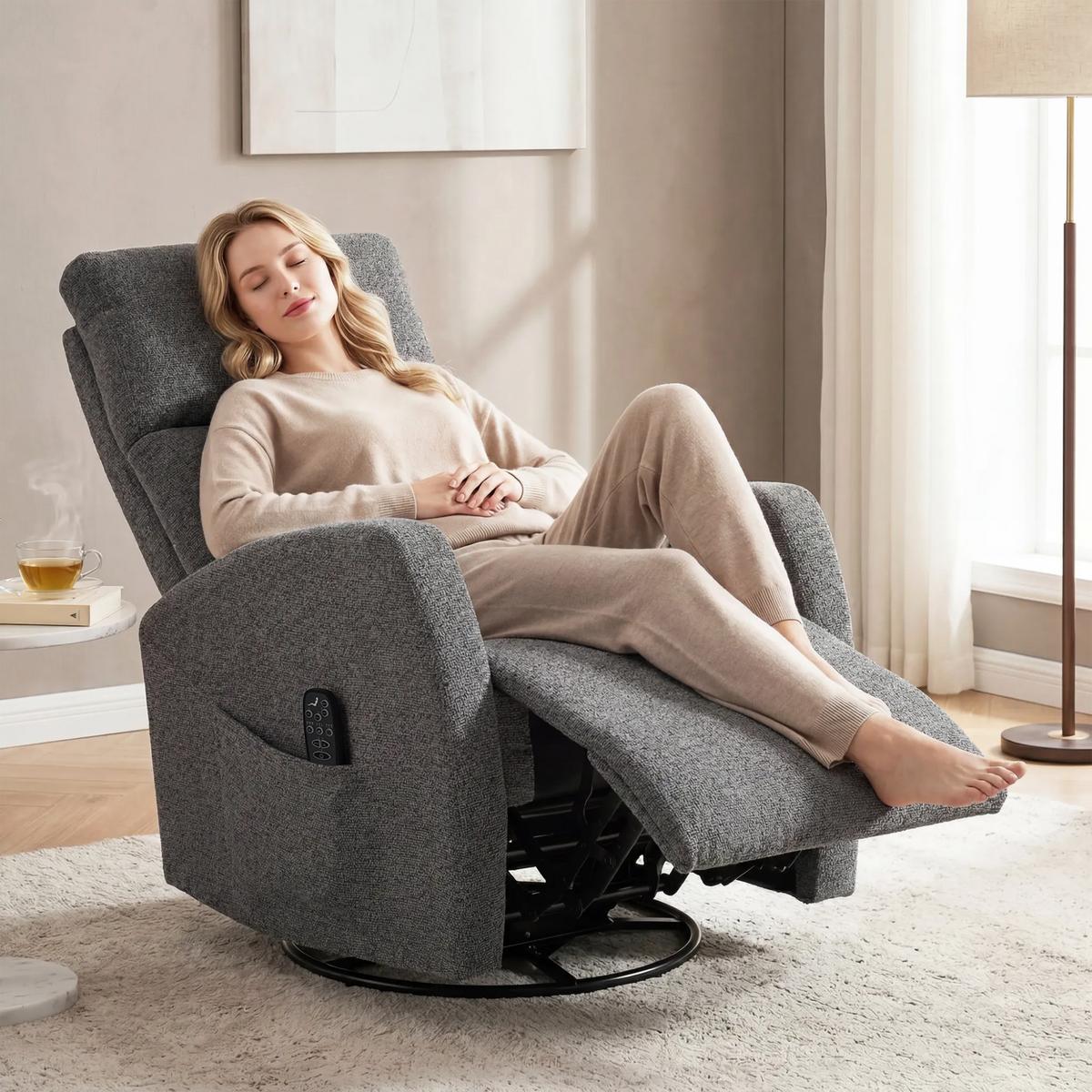 MASSAGESESSEL Chenille Dunkelgrau - Dunkelgrau/Naturfarben, Holz/Textil (73.5/108/97cm) - HOMCOM