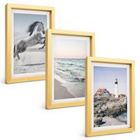 BILDER SET 3er Set - 20x30 cm Goldrahmen - Pferde, Strand, Leuchtturm, Wellen - Goldfarben, Kunststoff (20/30cm) - TULUP