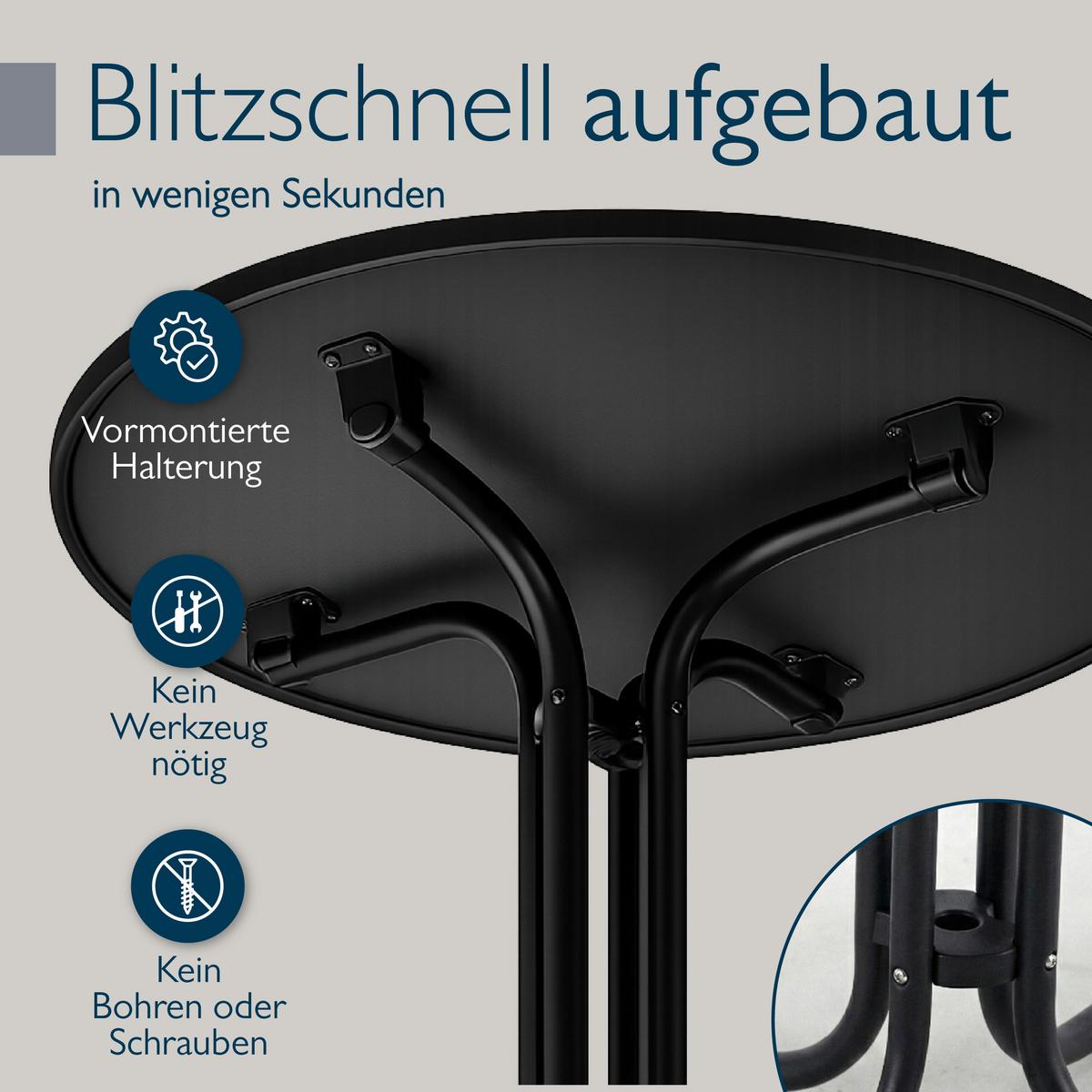 BISTOTISCH Bistroni WP Ø80xH70cm Schwarz - Schwarz, Holzwerkstoff (70/80/70cm) - Beautissu 