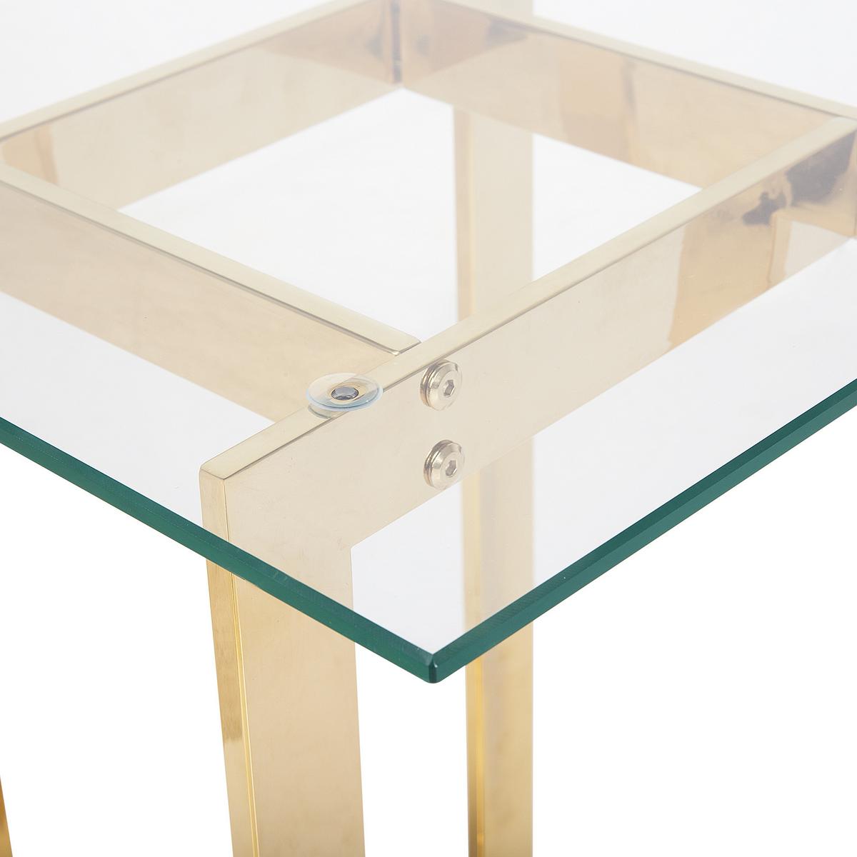 BEISTELLTISCH Glas gold quadratisch 40/40 cm Crystal - Transparent/Goldfarben, Glas (40/40/52cm) - Beliani