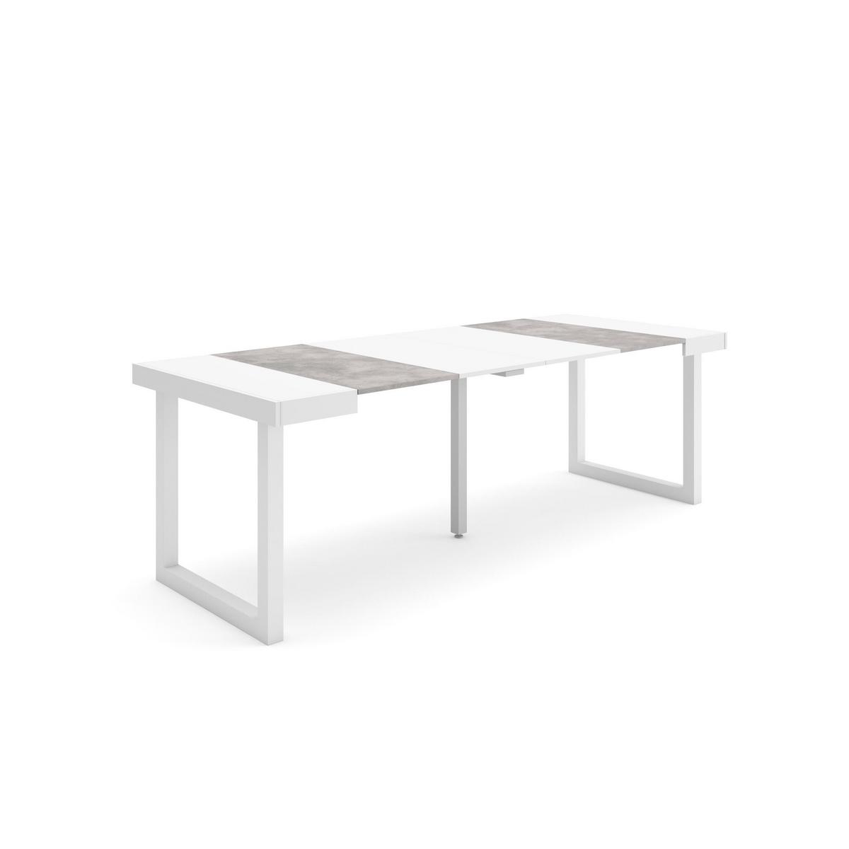 KONSOLENTISCH ausziehbar 58 bis 222cm, für 10 Gäste, weiß zementgrau, 90/58/73cm - Weiß/Grau, Holzwerkstoff (90/222/73cm) - Skraut Home