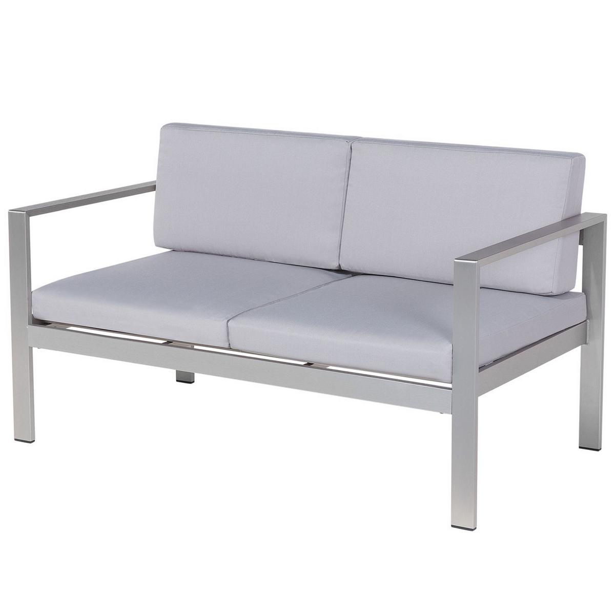 LOUNGE-SET 4-sitzer Aluminium Hellgrau Salerno - Hellgrau, Metall - Beliani