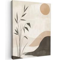 LEINWANDBILD Japandi - Landschaft - Beige Room Decor 30x40 cm - Cognac, Textil (30/40cm) - MuchoWow