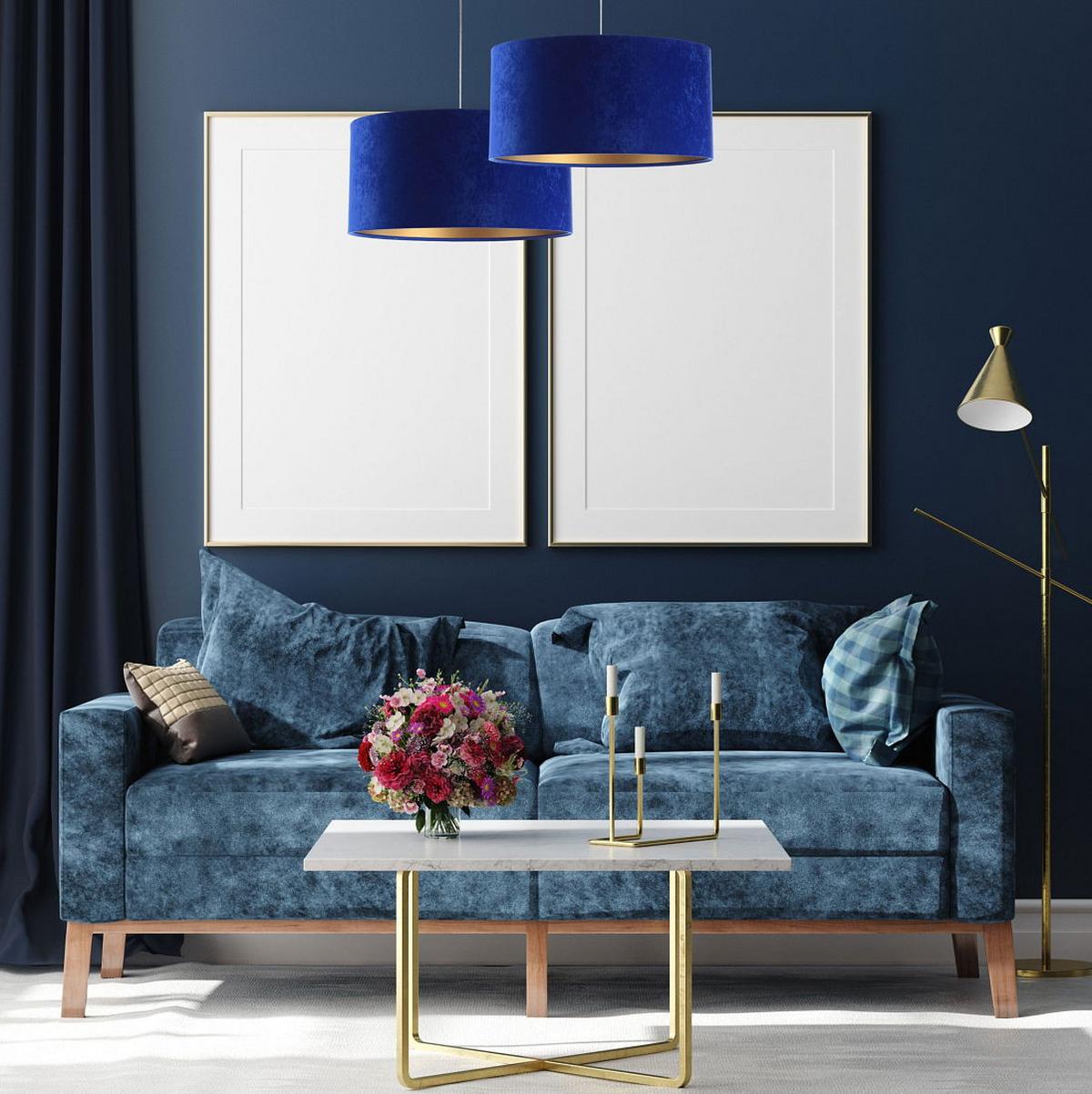 HÄNGELEUCHTE Blau 40/20 cm - Blau/Goldfarben, Kunststoff (40/0.6/20cm) - ONZENO