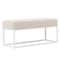 POLSTERBANK STELLA 90 cm Metallgestell, Weiß / Beige - Beige, Textil/Metall (90/44/30cm) - Idohome