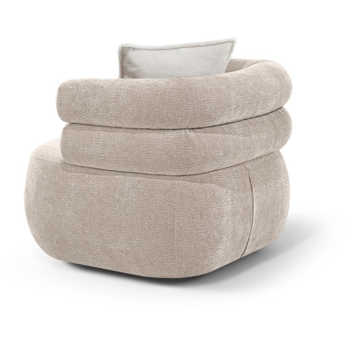 RELAXSESSELSET Nano, Set Drehsessel mit runder Form mit Hocker, Beige - Beige, Textil (95/75/95cm) - Beautysofa