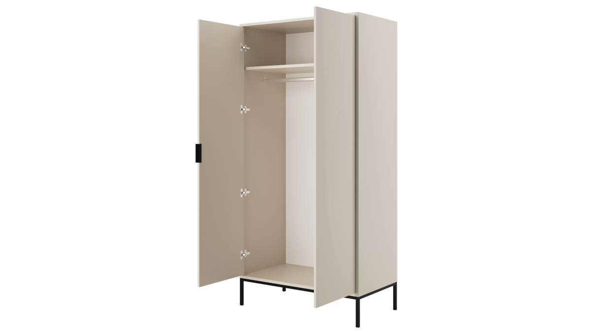 DREHTÜRENSCHRANK Austin - Kaschmir/Schwarz, Holzwerkstoff (55/205/100cm) - RAUMHIRSCH FURNITURE
