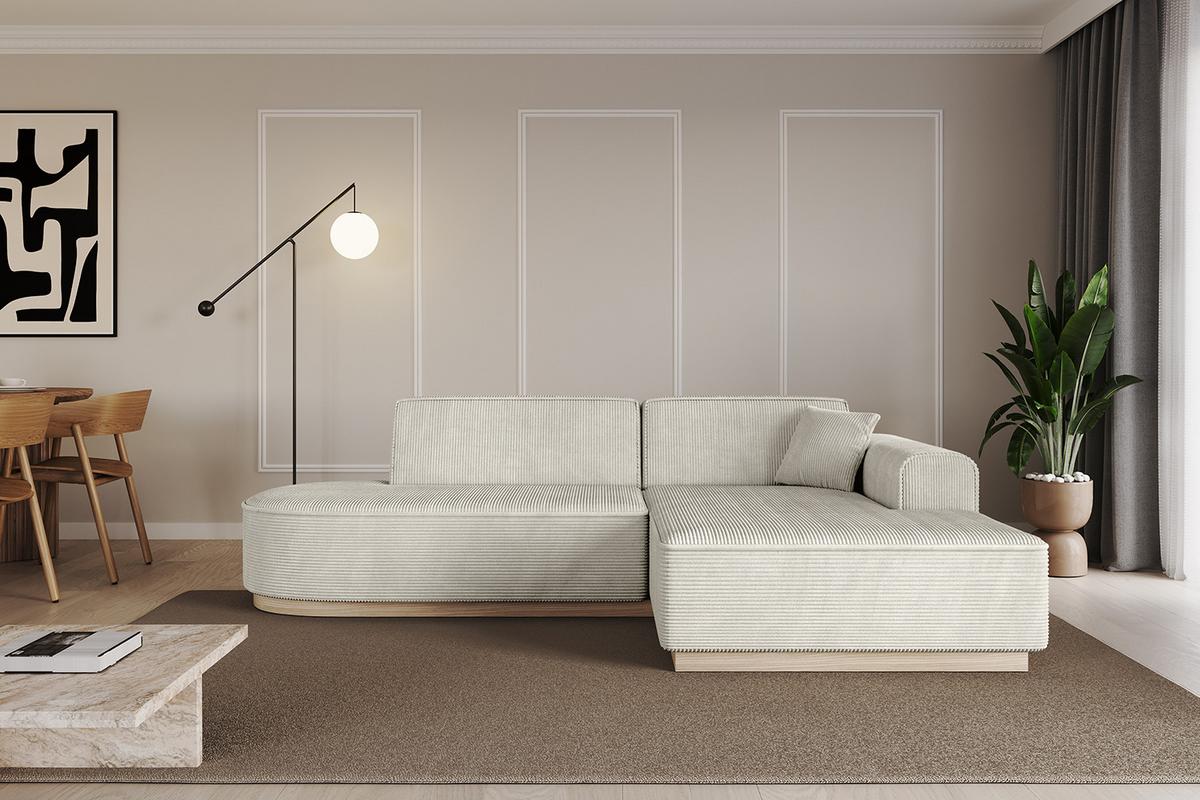 ECKSOFA Ottomane Rechts IREA-L1 - 232x165x80 cm Creme - Ecru/Creme, Holzwerkstoff/Textil (232/165cm) - ALTDECOR