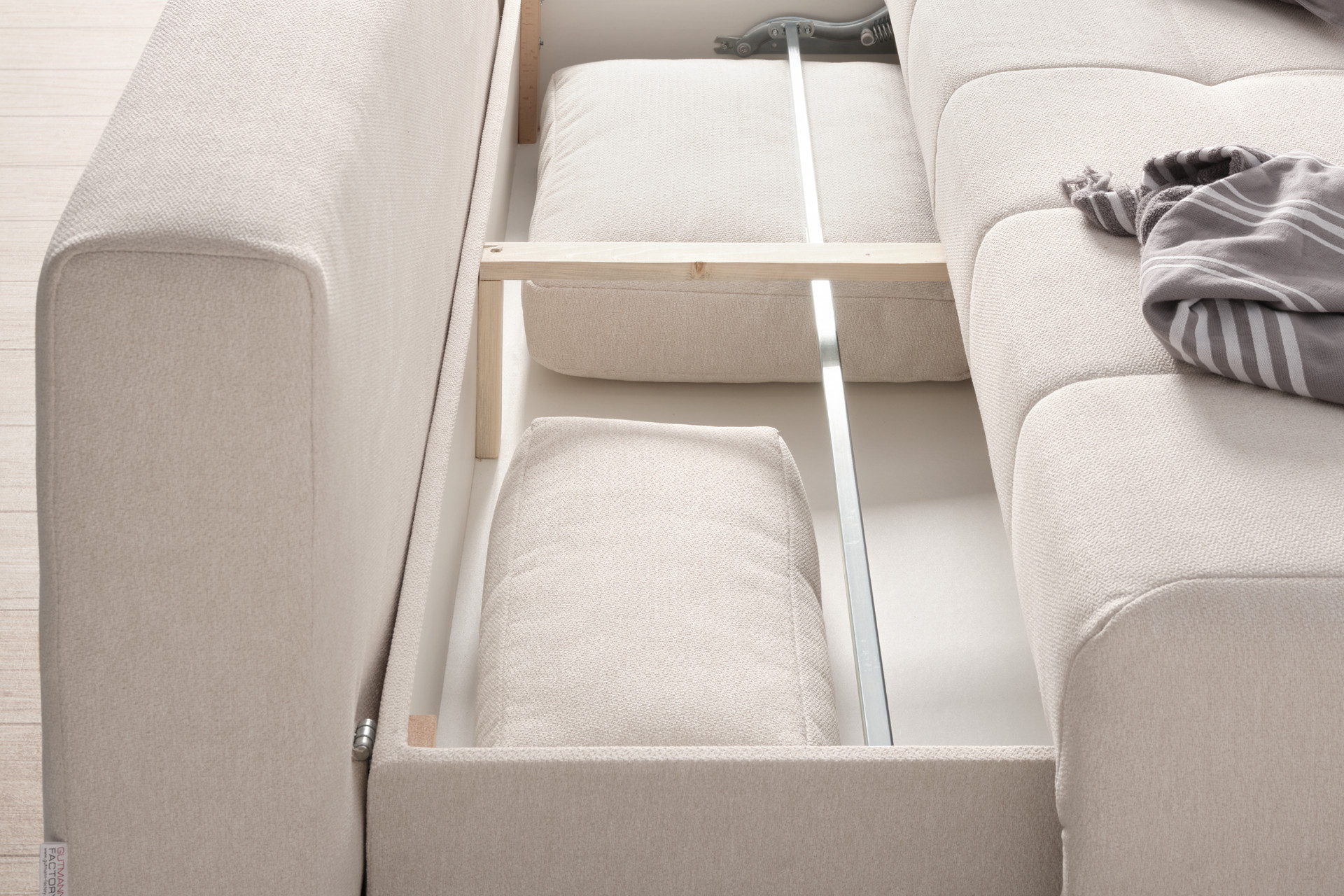 Schlafsofa weiß Flachgewebe Bettkasten Liegefunktion