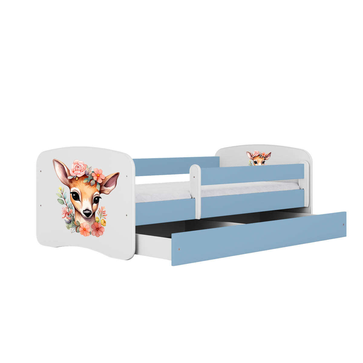 KINDERBETT Bambi mit Schublade 180/80 90/61/184 - Blau, Holzwerkstoff (80/180cm) - RAUMHIRSCH FURNITURE