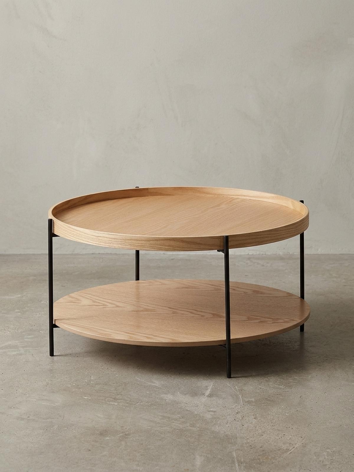 COUCHTISCH Holz/Metall Modern Rund 78x78x40 cm mit Ablage Eiche - Schwarz/Braun, Metall (78/78/40cm) - KADIMA DESIGN