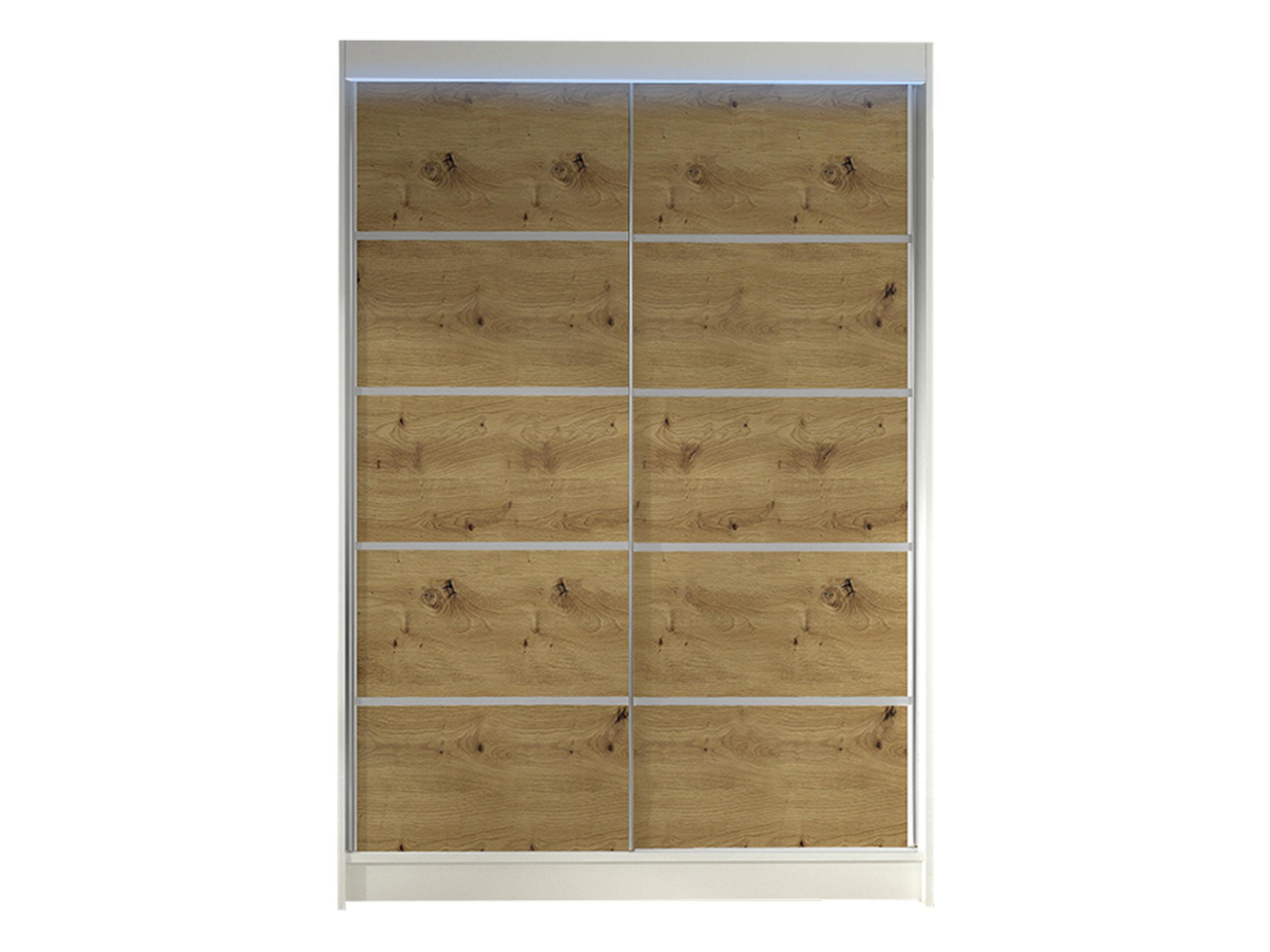 SCHWEBETÜRENSCHRANK Lino IV mit RGB LED Beleuchtung - Weiß/Eiche Artisan, Holzwerkstoff/Metall (120/200/58cm) - MIRJAN24