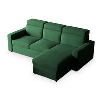 ECKSOFA PADWA Grün Kordstoff mit Schlaffunktion - Schwarz/Grün, Holz/Kunststoff (227/168cm) - MASSENO