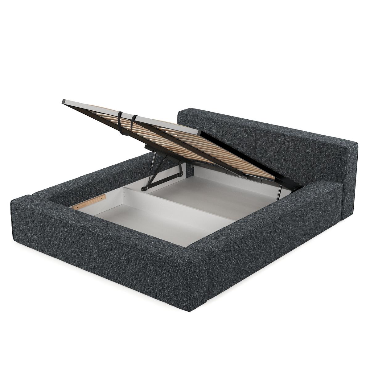 POLSTERBETT Casto mit Stauraum 140/200 cm Grau im Blur Stoff - Schwarz/Naturfarben, Holz/Holzwerkstoff (140/200cm) - AltaBeds