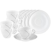 KAFFEETASSEN MIT UNTERTASSEN Trio Highline weiß-grau 230 ml 6er Set - Weiß/Grau, Keramik (0.23L) - Seltmann Weiden
