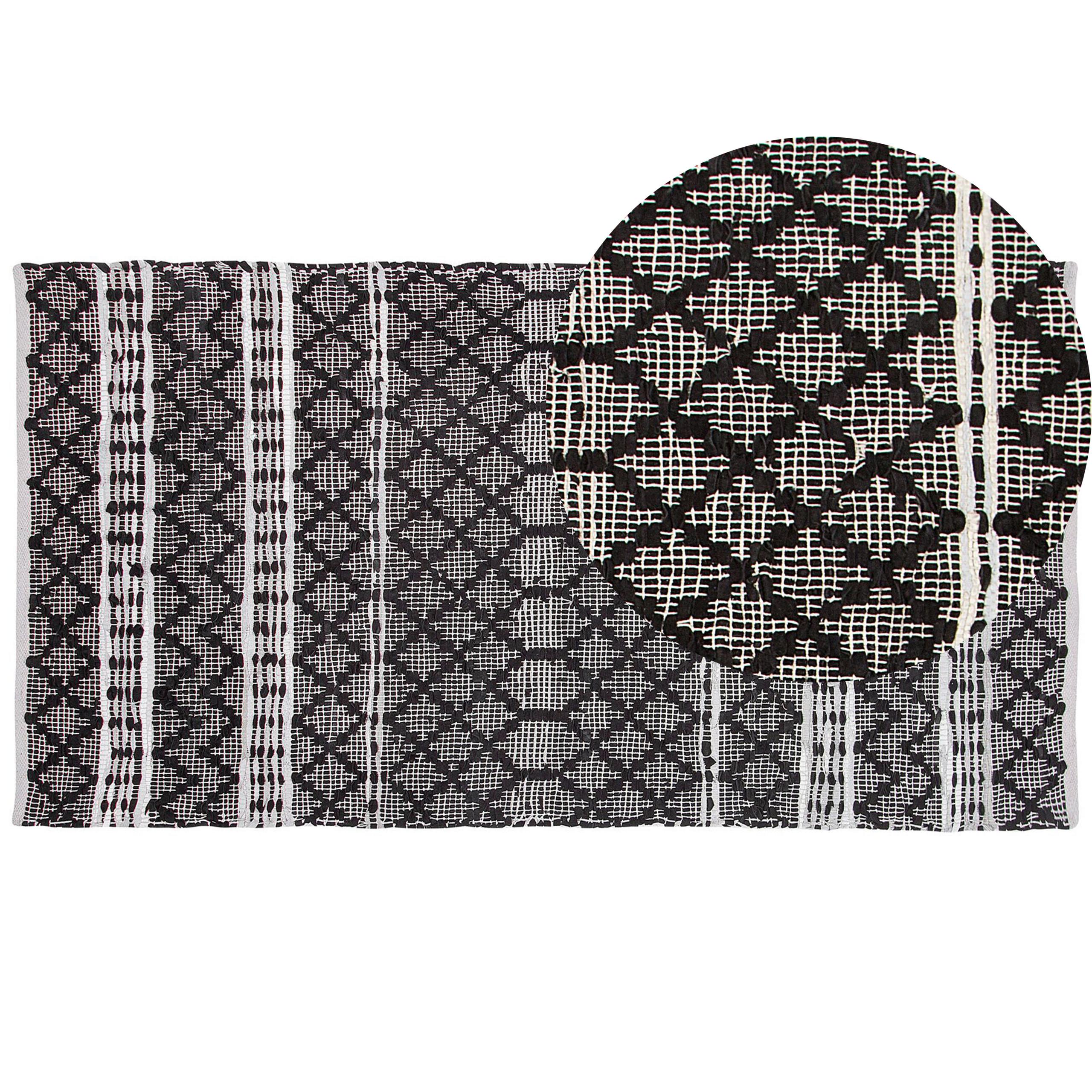TEPPICH geflochten Fehimli 150/80 cm - Schwarz, Fell (80/150cm) - Beliani