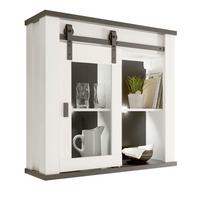 KÜCHE-HÄNGESCHRANK weiß Pinie, anthrazit Landhaus, Küchenschrank hängend mit Schiebetür - Anthrazit/Schwarz, Glas/Holzwerkstoff (93/90/31cm) - Furn.Design