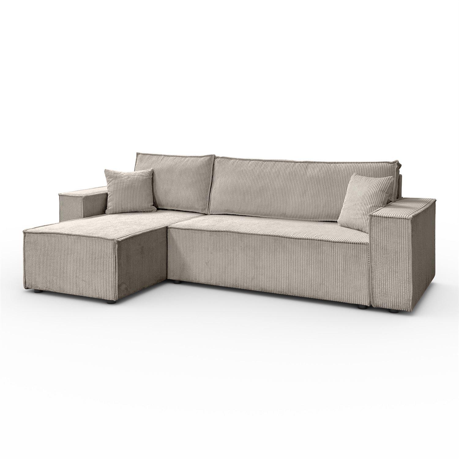 GEPOLSTERTES Ecksofa CARLOS L, Poso 02 - Beige, Textil (247/143cm) - Lookway