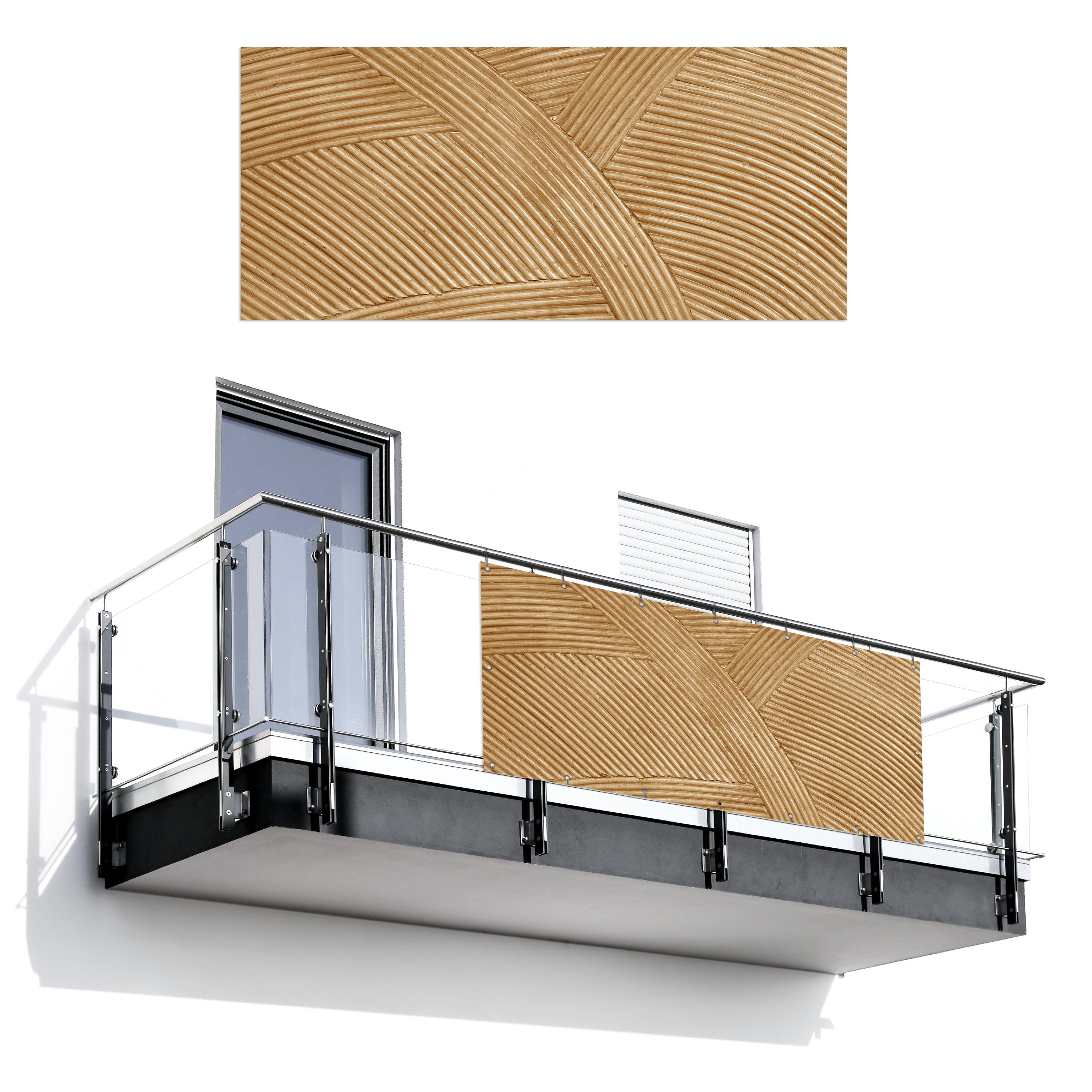 BALKON-SICHTSCHUTZ Struktur - Natur - Kunst - Rattan Witterungsbeständig 200x90 cm - Naturfarben, Kunststoff (200/90cm) - MuchoWow