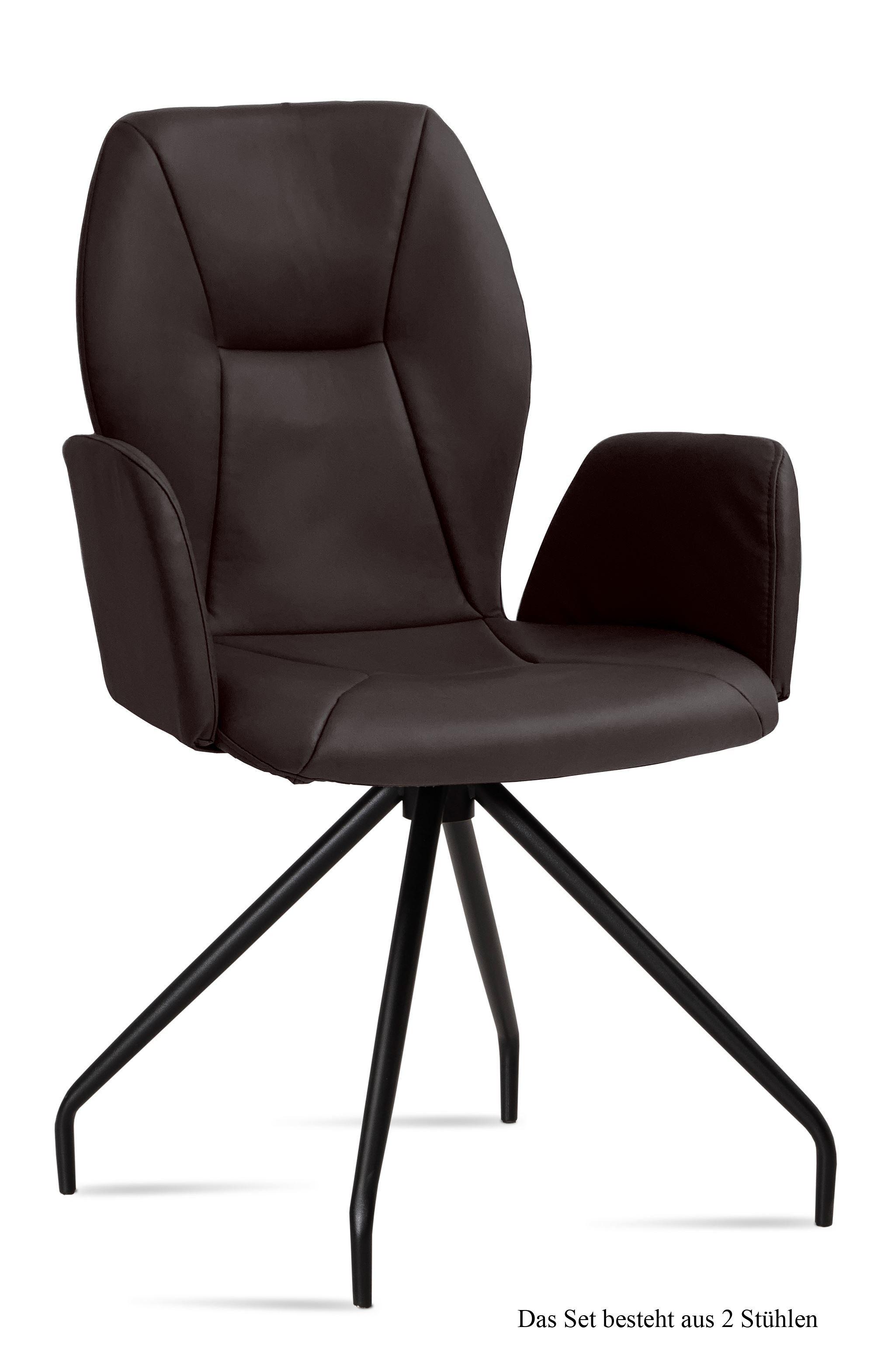 ARMLEHNSTUHL (2er-Set) Dionis 58x92x60 Schwarz/Espresso - Dunkelbraun/Schwarz, Kunststoff (60/92/58cm) - 58aufmkessel
