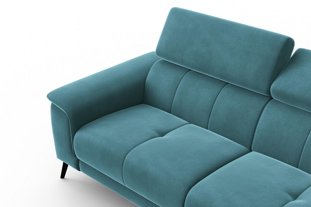 SOFA FIERO 3-Sitzer, Minter Veloursstoff - Schwarz/Mintgrün, Holz/Textil (212/82/103cm) - Courtois Laville