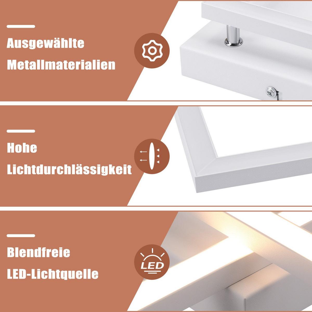 LED-DECKENLEUCHTE Mapes 46.1/46.1/5.8 cm - Weiß, Metall (46.1/46.1/5.8cm) - Nettlife
