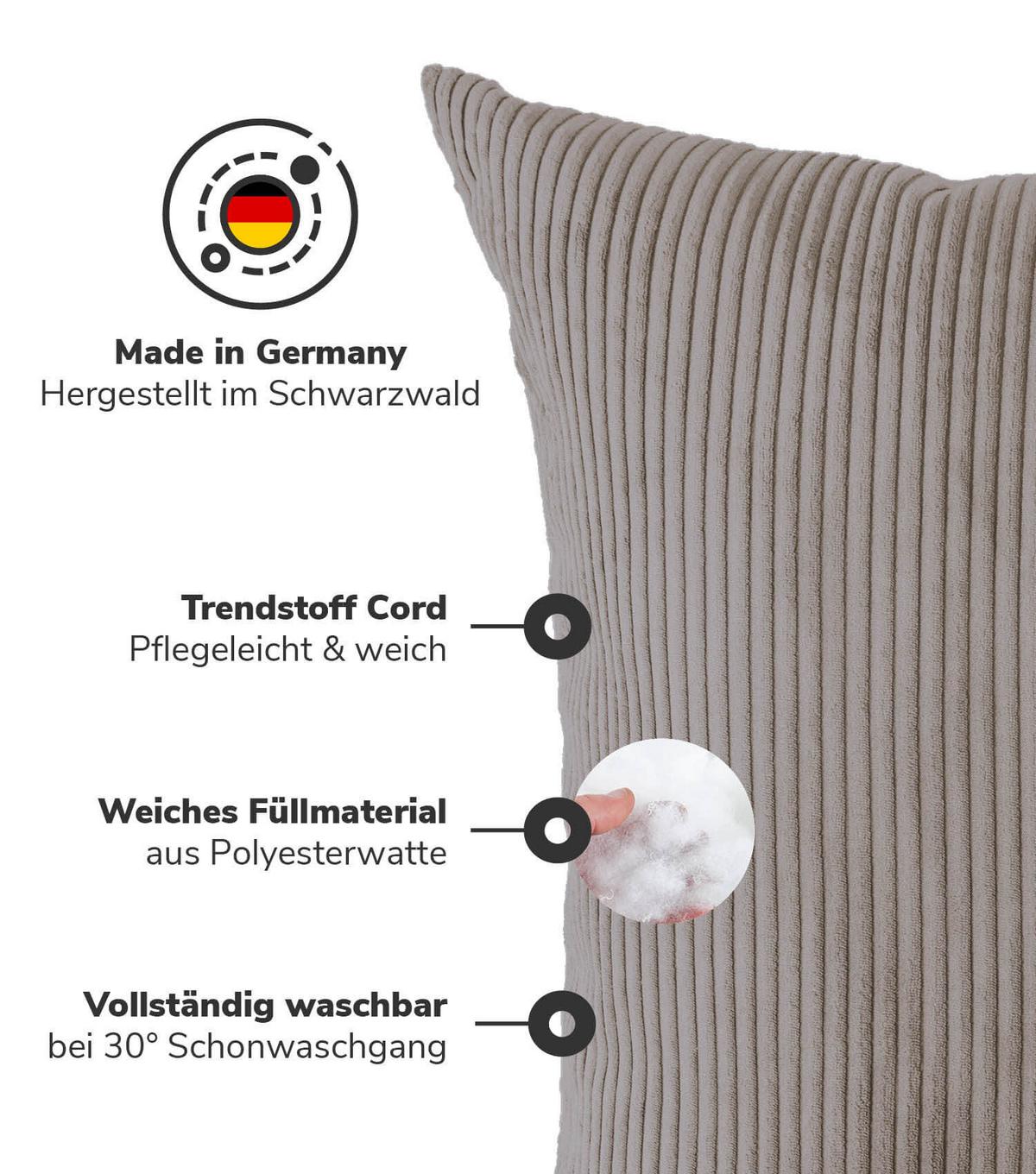 SOFAKISSEN Das Anschmiegsame - Taupe, Textil (90/10cm) - Mokebo