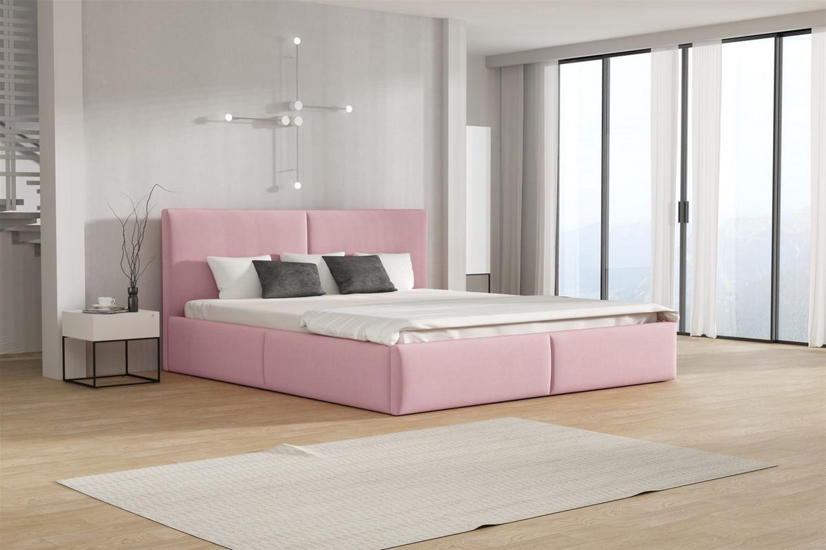 POLSTERBETT Bergen Magic Velvet Komplett - Rosa, Holzwerkstoff/Textil (180/200cm) - Fun Möbel