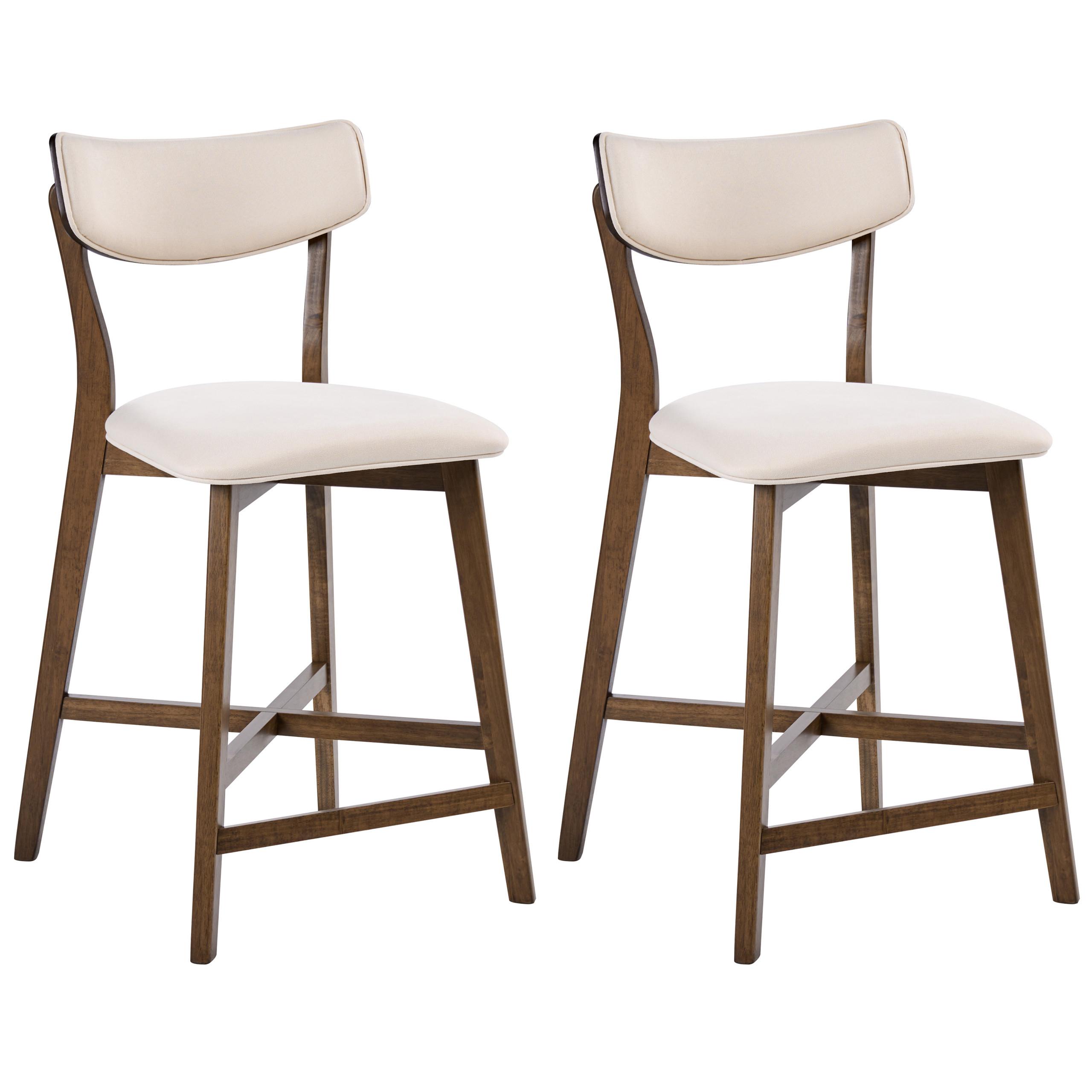 BARSTUHL 2er-Set Holz Cremeweiß/Braun Yuma - Weiß, Holz (50/93/54cm) - Beliani