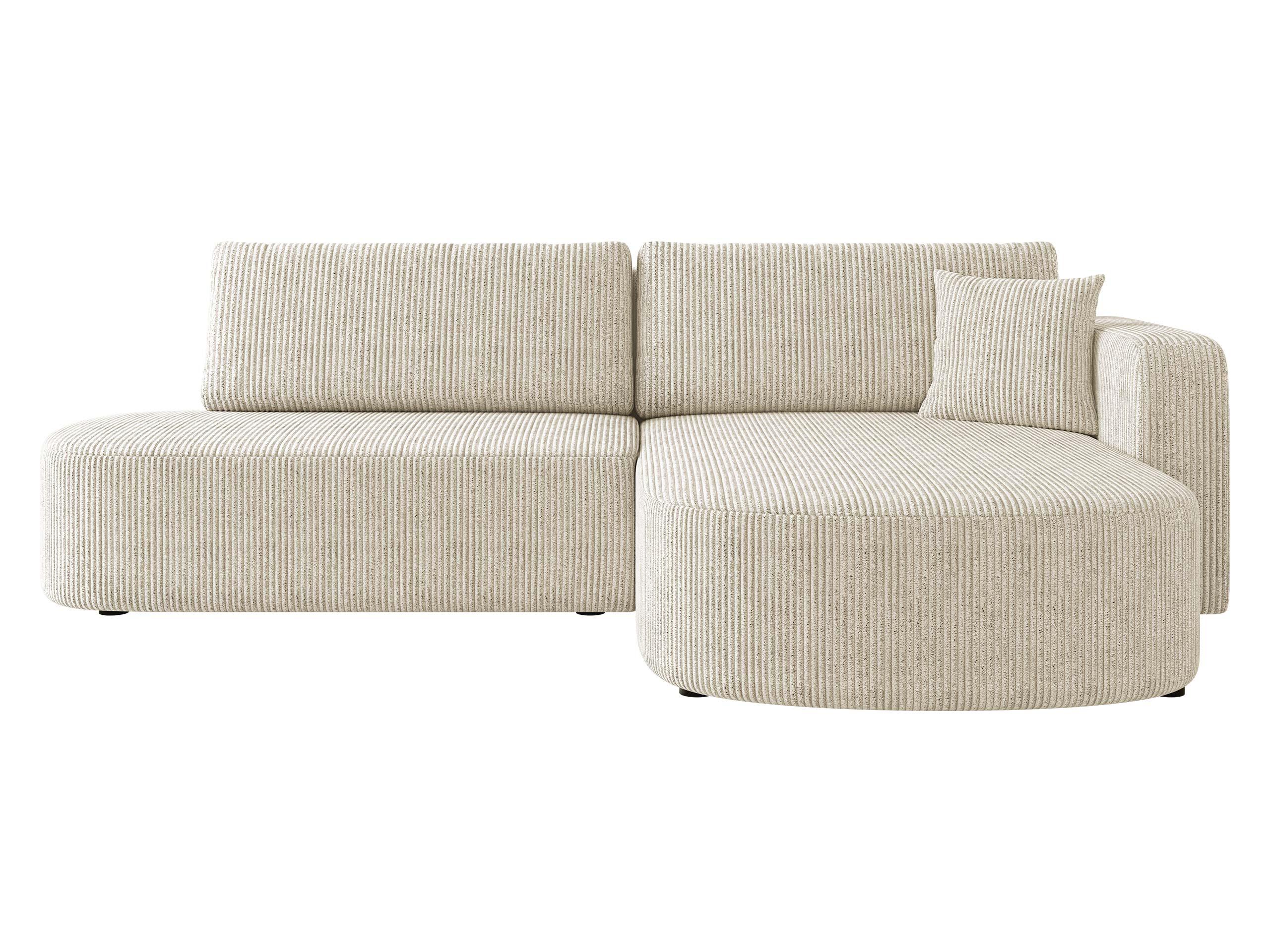 ECKSOFA Zerte Cord, Seite: Rechts - Creme/Schwarz, Holz/Kunststoff (252/175cm) - MIRJAN24