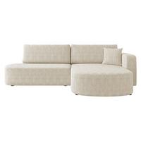 ECKSOFA Zerte Cord, Seite: Rechts - Creme/Schwarz, Holz/Kunststoff (252/175cm) - MIRJAN24