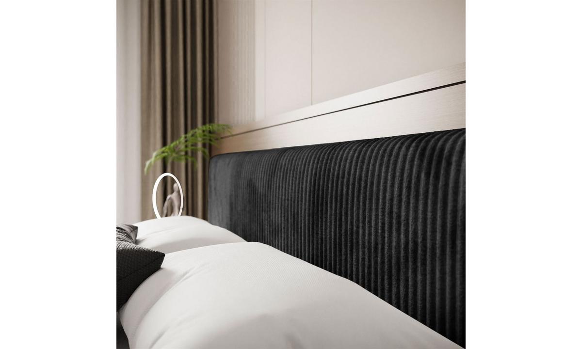 POLSTERBETT TILIA LUX 180x200 cm Tilia 100, 34 Holzlatten, Kopfteil 95 cm - Schwarz, Textil (180/200cm) - Lookway