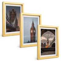 BILDER SET 3er Set - 20x30 cm Goldrahmen - London Bridge Big Ben Uhr - Goldfarben, Kunststoff (20/30cm) - TULUP