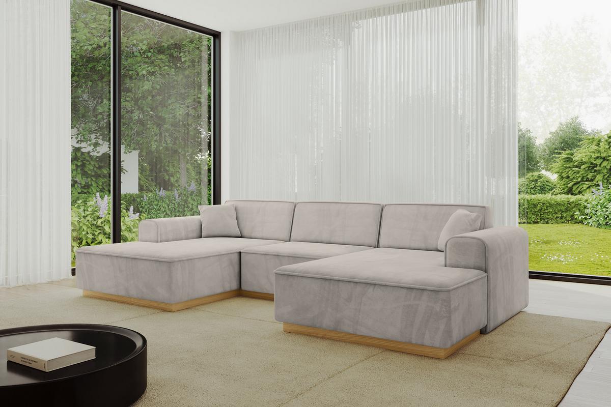 WOHNLANDSCHAFT IREA-U1-v2 - 303x171x83 cm Hellbraun - Hellbraun, Holzwerkstoff/Textil (303/83/171cm) - ALTDECOR