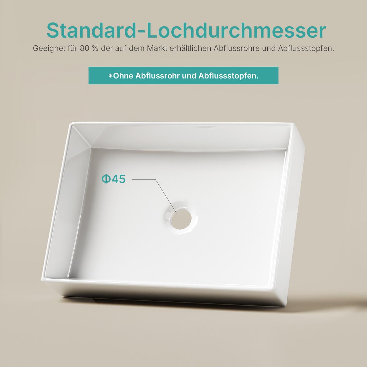 WASCHBECKEN Keramik Weiß 51 / 37 / 11 cm - Weiß, Keramik (51/11/37cm) - EMKE