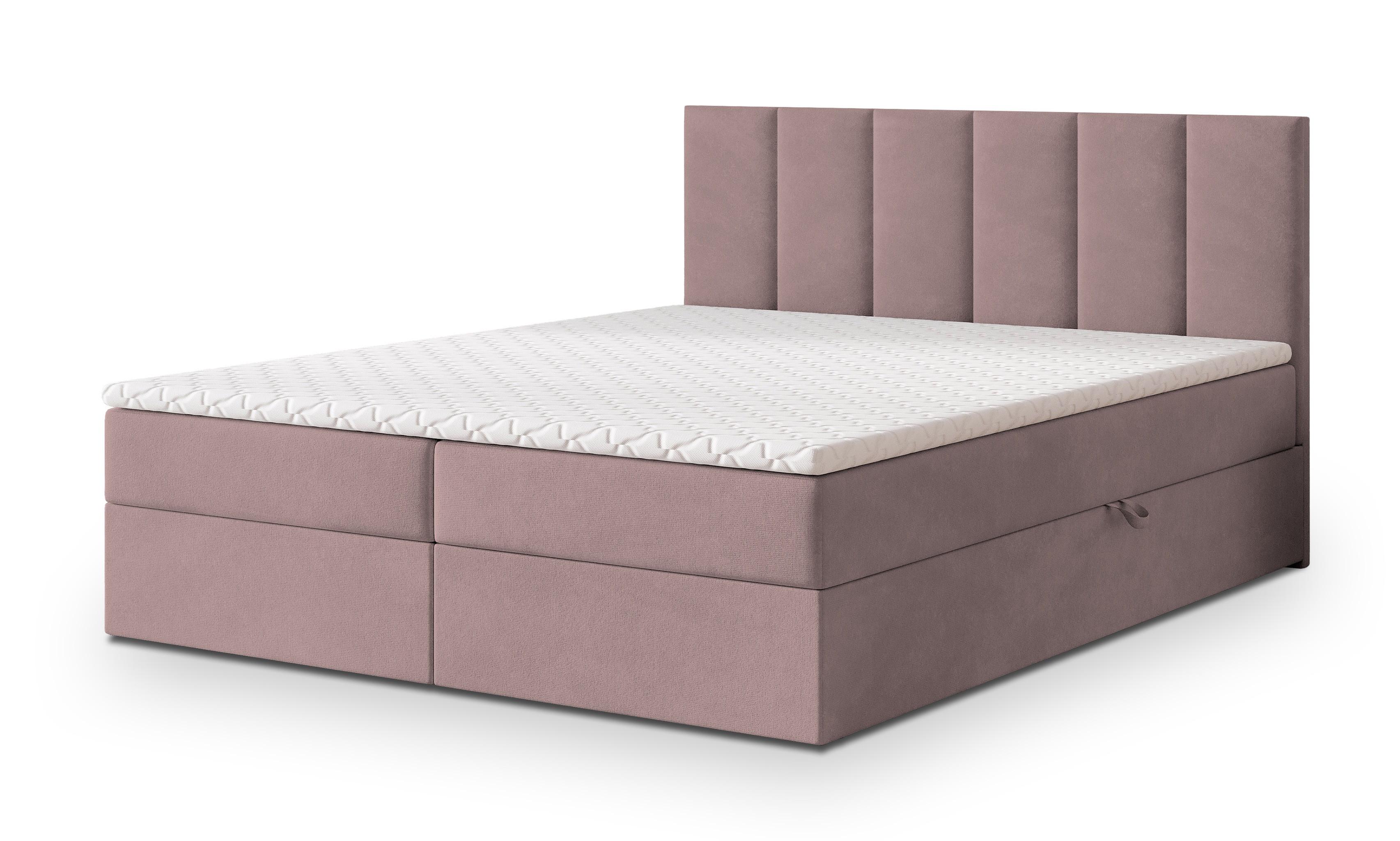 BOXBETT MERIL 180x200 cm mit Matratze und Topper - Rosa - Rosa, Holz (180/200cm) - MASSENO