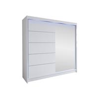 SCHWEBETÜRENSCHRANK Talin III, mit RGB LED Beleuchtung - Silberfarben/Weiß, Holzwerkstoff/Metall (180/215/58cm) - MIRJAN24
