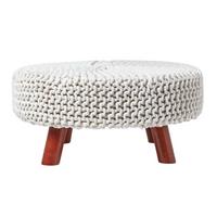 STRICK-HOCKER natur, rund 62/62/30 cm - Weiß, Textil (62/30/62cm) - Homescapes