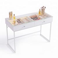 SCHMINKTISCH mit Beleuchtung weiß 100/55/81 CM 2 Schubladen - Weiß, Holz/Holzwerkstoff (100/55/81cm) - VANITII