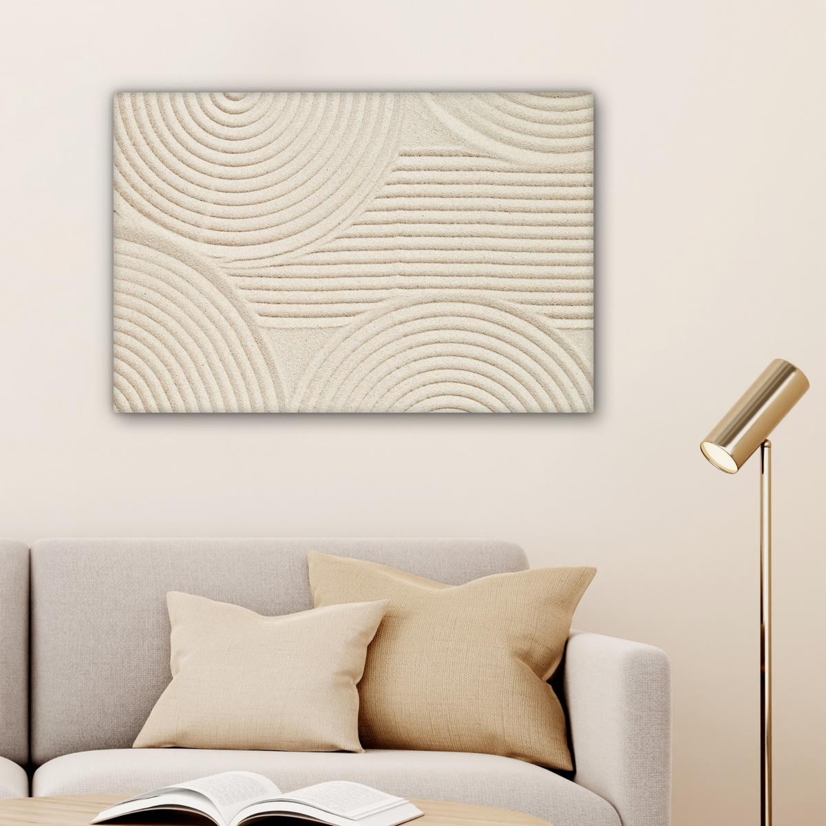 LEINWANDBILD Muster - Abstrakt - Weiß Gemälde 60x40 cm - Beige, Textil (60/40cm) - MuchoWow