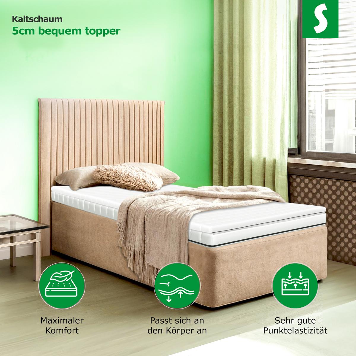MATRATZENTOPPER 80 x 190 cm – ca. 5 cm Höhe - Weiß, Textil (80/190cm) - Schlaftroll