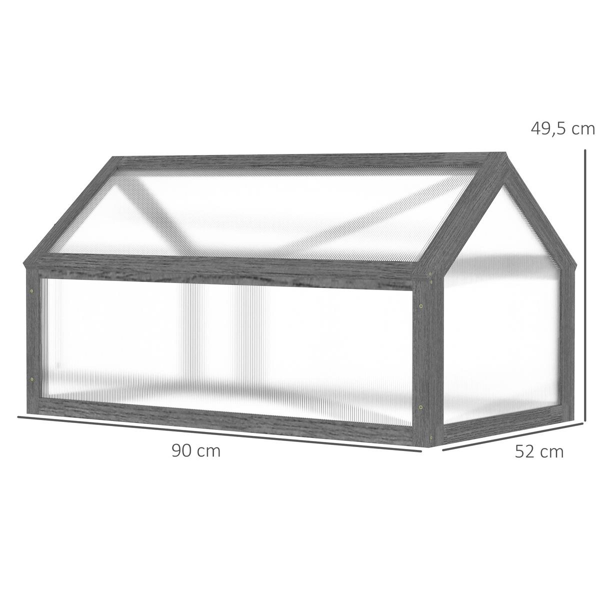 FRÜHBEET aus Holz 90 x 52 x 49,5 cm - Grau, Holz (52/49.5/90cm) - Outsunny