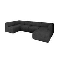 WOHNLANDSCHAFT Ottomane Rechts MOVO-L 345x180x78 cm Dunkelgrau Velours - Eschefarben, Holzwerkstoff/Kunststoff (180/78/345cm) - ALTDECOR