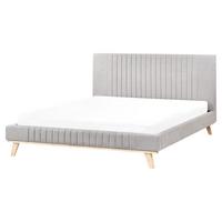 BETT mit Lattenrost 160/200 cm Hellgrau Talence - Hellgrau/Braun, Textil (160/200cm) - Beliani