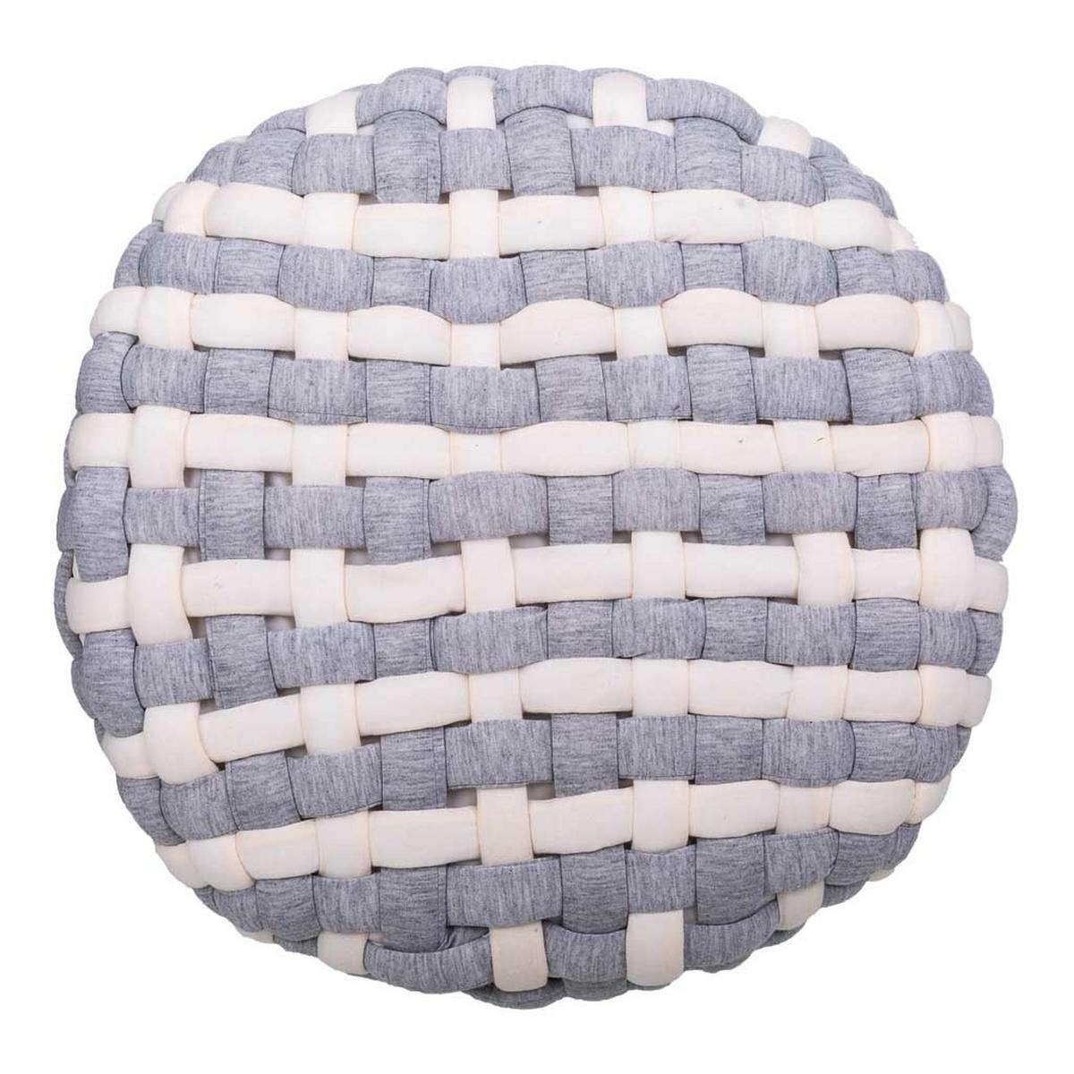 HOCKER aus Holz und Baumwolle, grau, 40x36cm - Multicolor, Holz (40/36/40cm) - Wanderlust