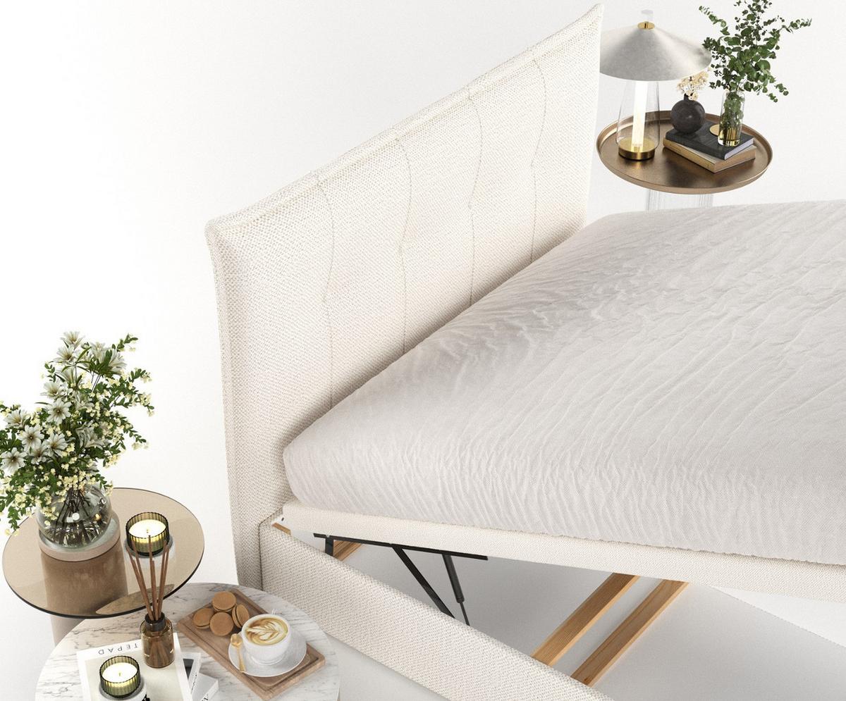 POLSTERBETT Liano mit Stauraum 180/200 cm Creme im Alta Stoff - Creme/Schwarz, Holz/Holzwerkstoff (180/200cm) - AltaBeds