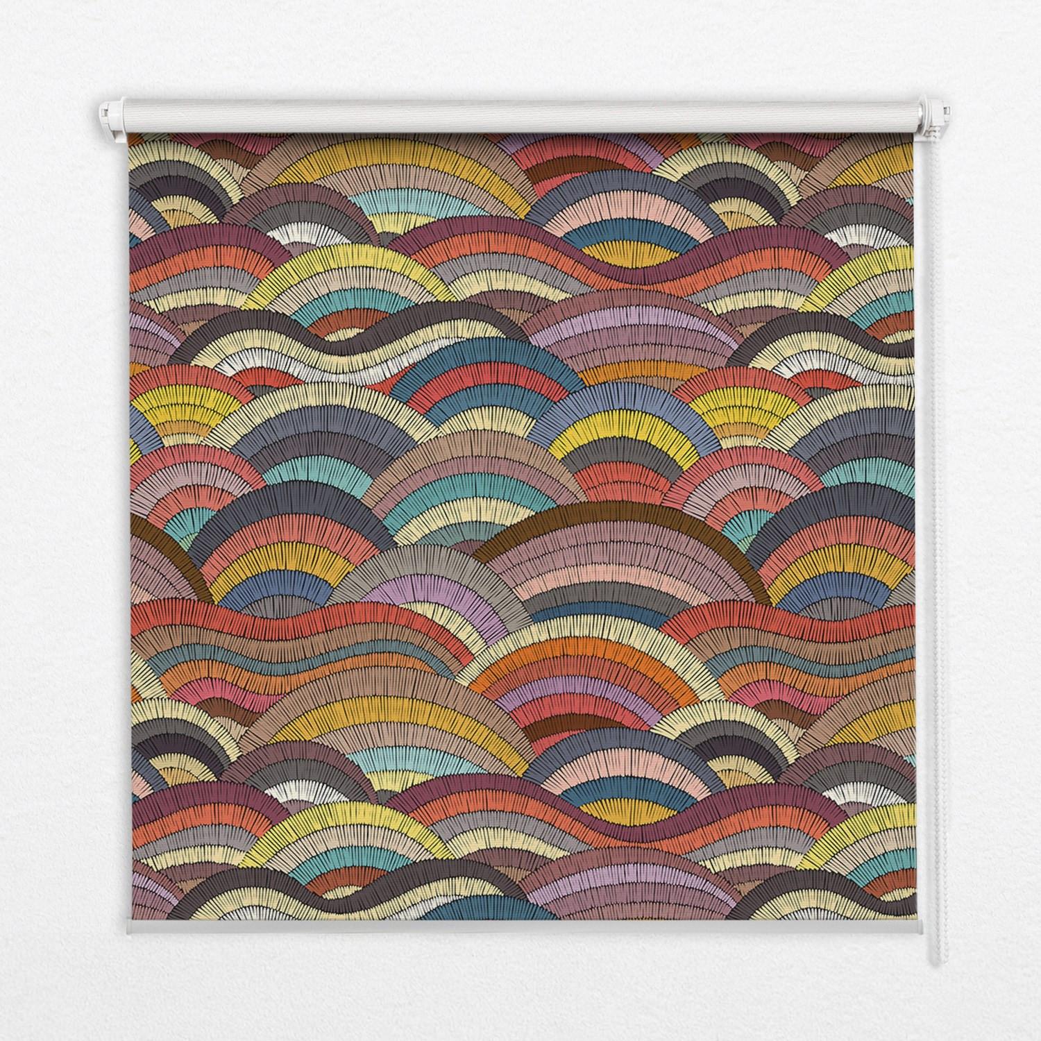INNENROLLO - Fensterrollo - Rollo - 70x140 cm - Wellen und Halbkreise - Violett, Kunststoff (70/140/0.5cm) - TULUP