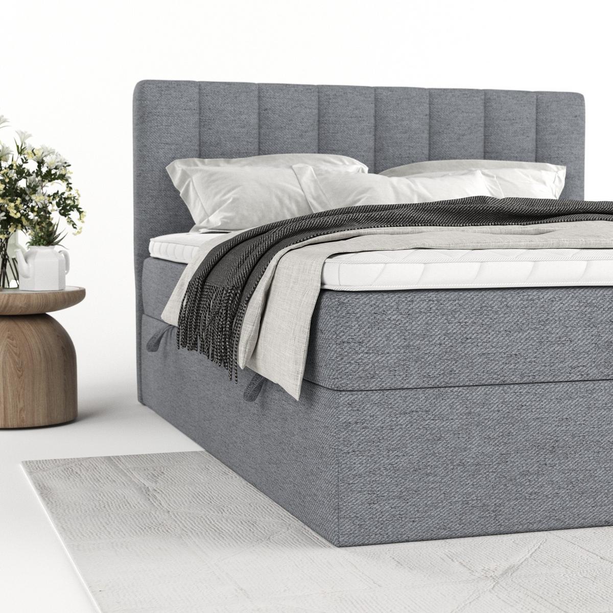 BOXBETT Bari 160/200 cm Grau im Neve Stoff - Grau, Holz/Holzwerkstoff (160/200cm) - AltaBeds